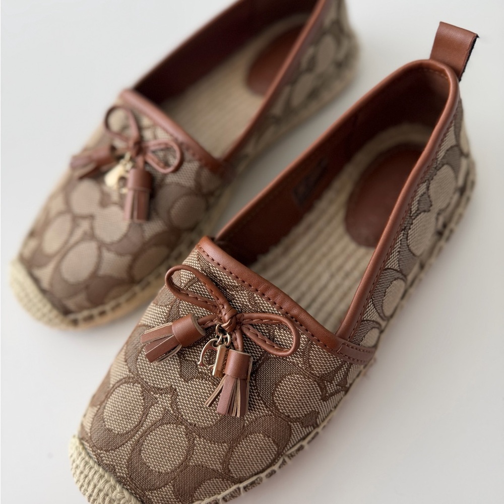 Coach Signature Canvas Espadrille Flats in Brown